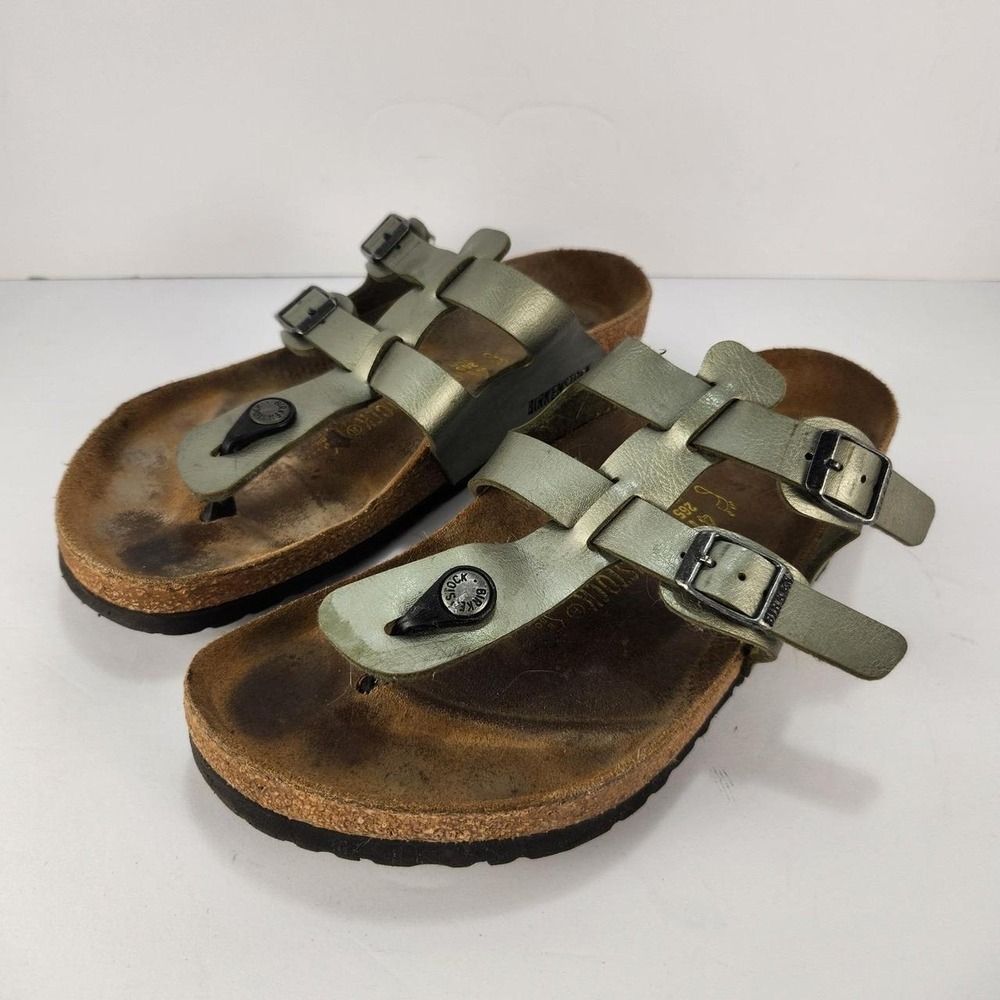 Birkenstock Mayari Women's 10 Men's 8 EU 41 Metallic Green Leather Sandals